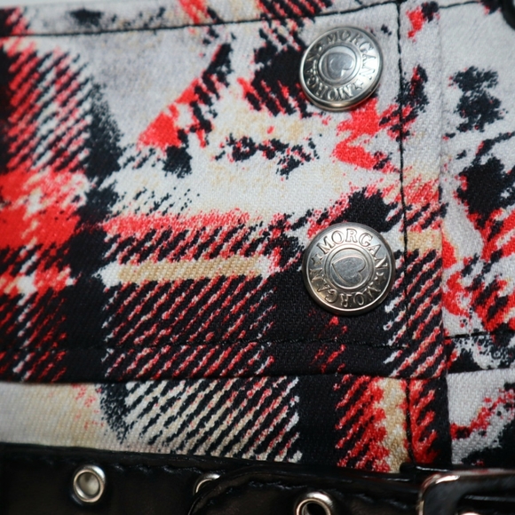 RARE MORGAN ❤️ A line pleated punk plaid mini skirt with chain never worn - Picture 4 of 8